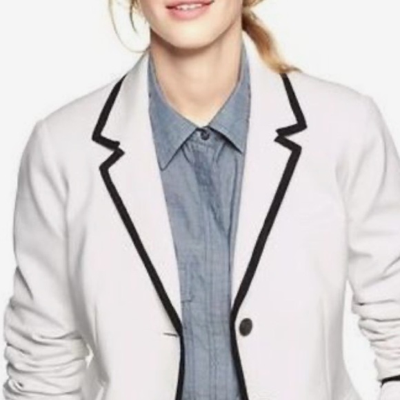 Gap Women’s The Academy Blazer White Black Trim Size 4 - Picture 2 of 7